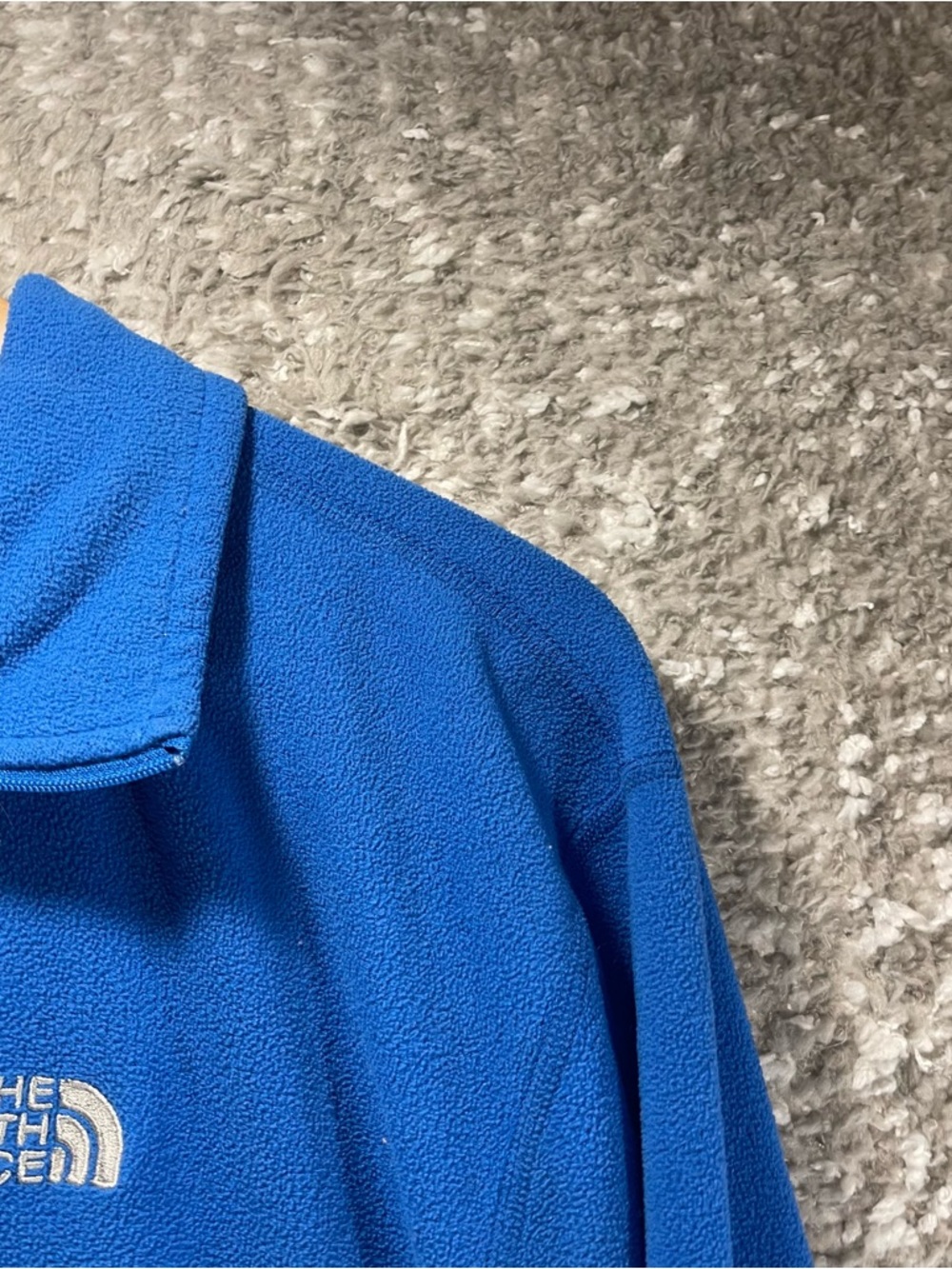 The North Face Sweater Mens Large Blue Fleece 1/4 Zip Mock Neck Pullover LOGO - Picture 3 of 9
